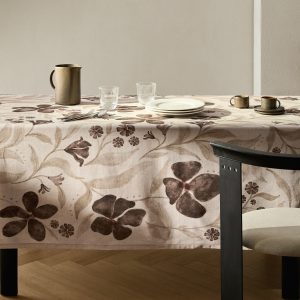 Linen floral-print tablecloth for 8 to 10 diners