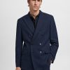 Monaco double-breasted slim-fit suit blazer