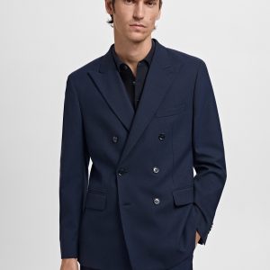 Monaco double-breasted slim-fit suit blazer
