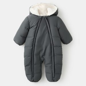 Quilted hoodie with fur hood
