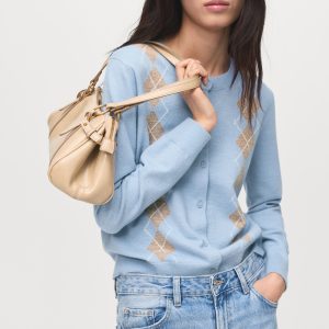 Argyle pattern knit cardigan