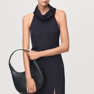 Draped neck dress with opening