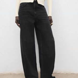 Mid-rise barrel jeans