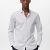 Regular-fit non-iron cotton striped shirt