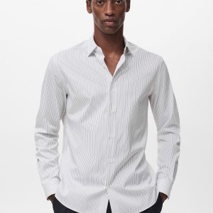 Regular-fit non-iron cotton striped shirt