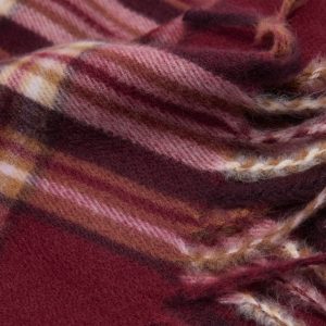 Check scarf with fringed ends