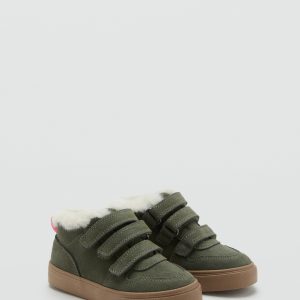 Leather trainers with fleece