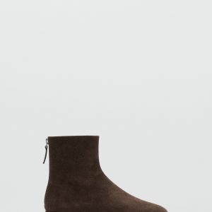Suede ankle boots with round toe
