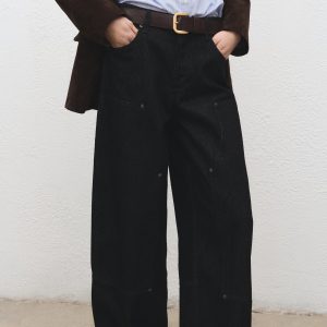 Barrel jeans with patches