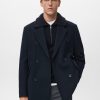 Double-breasted wool-blend coat