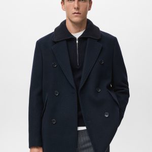 Double-breasted wool-blend coat