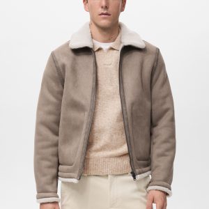 Double face jacket with sheepskin details