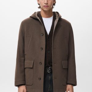 Hooded wool coat