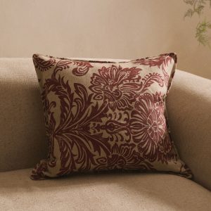 100% linen gingham-check cushion cover with piping 50x50cm