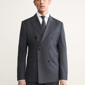 100% wool flannel double-breasted jacket