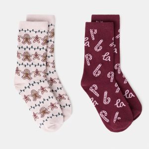 2 pack Christmas printed socks