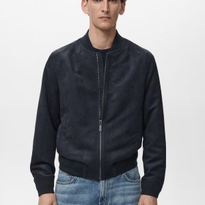 Suede-effect bomber jacket