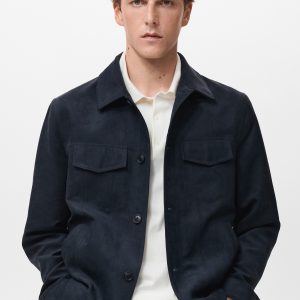 Suede faux-leather overshirt