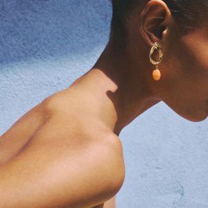 Circular bead-design earrings