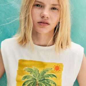 Sleeveless print t-shirt