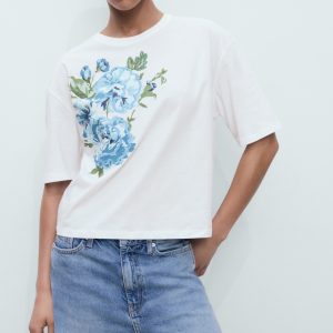 Floral-print cotton t-shirt