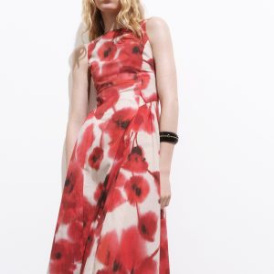 Floral-print flared dress