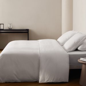 Washed percale cotton duvet cover with zigzag stitching for 180/200 cm bed