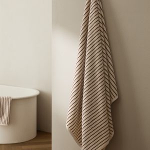 Two-tone striped cotton bath towel