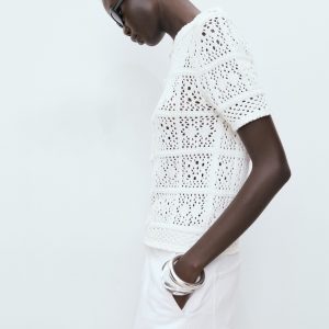 Short-sleeved crochet cardigan