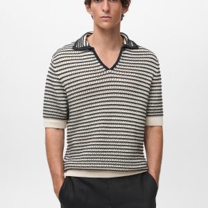 100% cotton polo shirt with striped structure