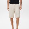 Linen-blend bermuda shorts with drawstring