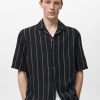 100% linen short-sleeve striped shirt