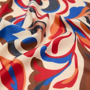 Abstract-print satin scarf