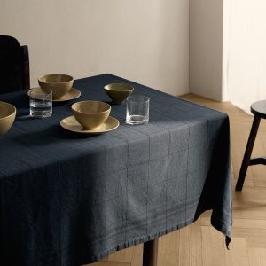 Overdyed cotton check tablecloth for 2 to 4 diners