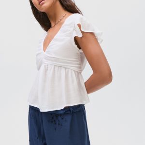 Ruffled shirred blouse