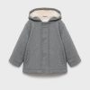 Hooded coat with shearling-effect lining