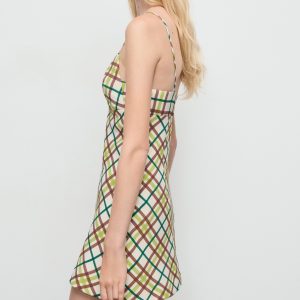 Check neckline dress