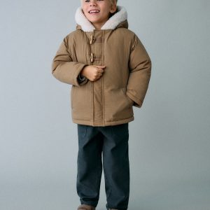 Hooded anorak with buttons