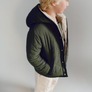 Fur-effect quilted coat
