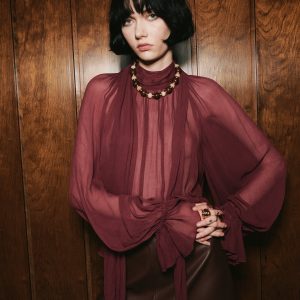 Semi-transparent blouse with foulard