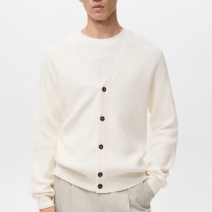 Ribbed knitted cardigan with buttons