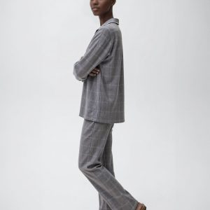 Two-pieces check long pyjamas