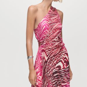 Pleated asymmetrical dress with opening