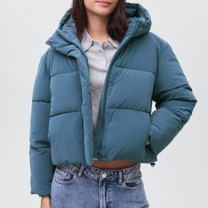 Waxed-effect padded anorak