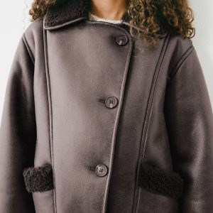 Coat with fur-effect lining