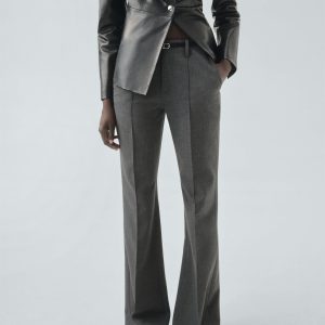 Belt straight-fit pants