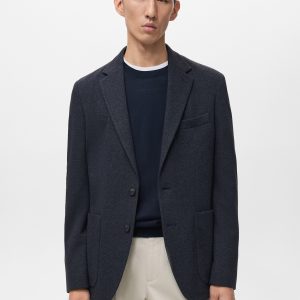 Slim-fit herringbone tailored jacket