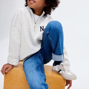 Perkins-neck cotton sweater