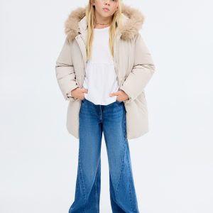 Anorak with shearling-effect hood