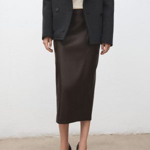 Faux-leather pencil skirt
